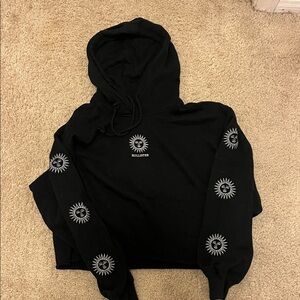 Hollister Black Sunburst Graphic Hoodie NWOT